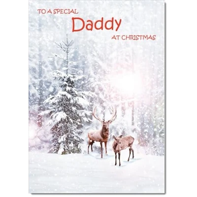 Image of doodlecards Daddy Christmas Card Deers in Forest Medium Size for with Plain Envelope