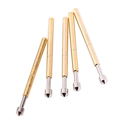 Image of Oumefar 100Pcs Cone Head Diameter 1.02mm Length 16mm Spherical Radius Tip Spring Contact Test Probe PCB Gold Tone Testing Pin
