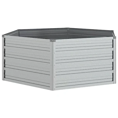 Image of vidaXL Garden Raised Bed Outdoor Patio Terrace Backyard Balcony Flower Plant Vegetable Box Planter Pot 129x45 cm Galvanized Steel Silver