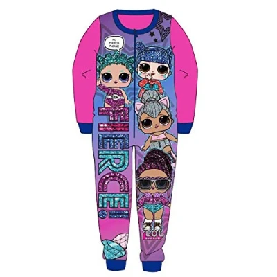 Image of Aykroyds LOL Surprise &#039;Fierce!&#039; Kids All in One Girls Childrens Fleece Onesie Sleepsuit Pyjamas Pink Age 3/4 Years