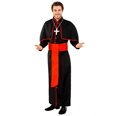 Image of dressforfun Men’s costume cardinal Giovanni Long cardinal’s robe Sewed on cape Beautiful, heavenly cross necklace (L No. 300406)