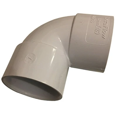 Image of Solvent White 40mm (43mm) Waste Pipe 90 Degree Knuckle Bend Pack of 2