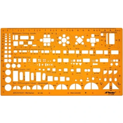 Image of Architect Stencil 1:100 Architectural Template Furniture for Interior Design Technical Drawing Architecture Sanitary