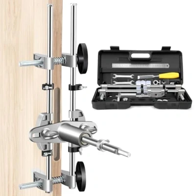 Image of Door Lock Mortiser Kit, Fitting Jig Maintenance Set Woodworking Hole Saw Opener with18mm 22mm 25mm Tungsten Steel Cutters for Wooden Installation Tool