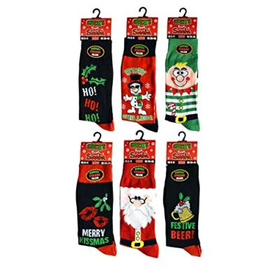 Image of 6x Pairs of Mens or Ladies Christmas Novelty Design Socks **Fantastic Gift Idea** (Mens)