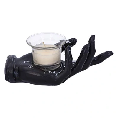 Image of Nemesis Now Palmist&#039;s Prediction Black Chiromancy Hand Candle Holder,18.3cm