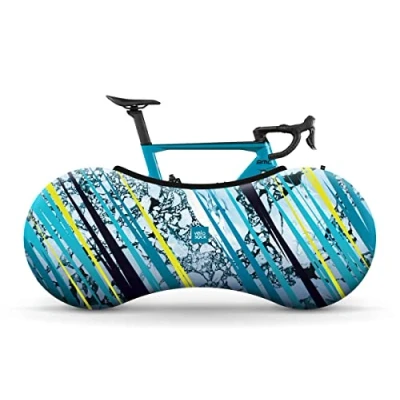 Image of Velo Sock Bicycle Indoor Cover for Storage and Transportation, Stretchy Dirt Proof Fabric, Bike Travel Protection Icy Lemon