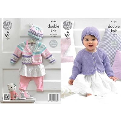 Image of King Cole 4194 Knitting Pattern Baby Cardigans and Hat to knit in Cherished Cherish DK