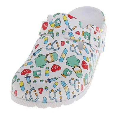 Image of Baoblaze Women Garden Clogs Nurse Shoes Waterproof EVA Rubber Comfortable Chef Kitchen Hospital Wide with Strap Buckle, Mules Nursing Summer Beach Sandal, UK 6 7