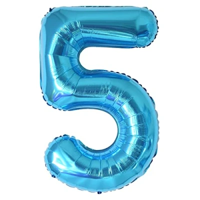 Image of Number Balloons 5,Blue 5 Balloon 40 Inch Giant Helium Foil for Boys Girls Party Decor Birthday Anniversary Graduation Decorations Supplies