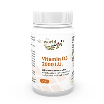 Image of Vita World Vitamin D3 2000 I.U 100 Vegetarian Capsules Made in Germany