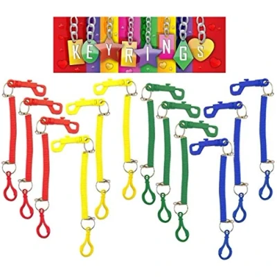 Image of 4 x Spiral Double Plastic Hook Attachment Keyrings