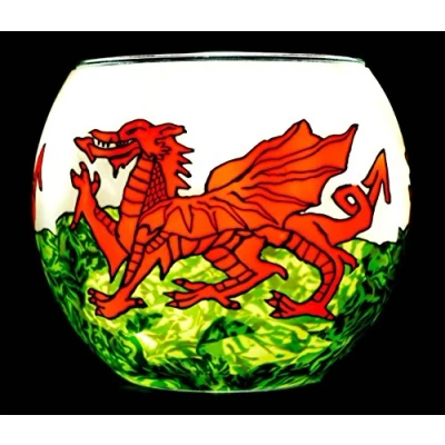 Image of Benaya Glass Nightlight Tealight Holder Welsh Dragon