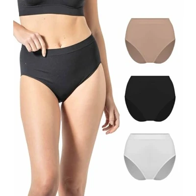 Image of Risalti Women&#039;s High Waist Hipster Panties, 3 Pack Microfibre, Seamless, Antibacterial, Made in Italy, XL XXL