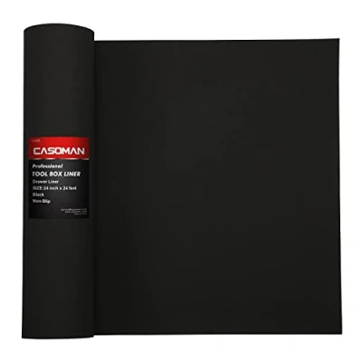 Image of CASOMAN Professional Tool Box Liner and Drawer 24 inch (Wide) x feet (Long), Non Slip,Easy Cut, Black
