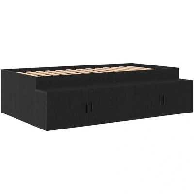 Image of vidaXL Storage Bed Frame Black Oak 100x200 cm