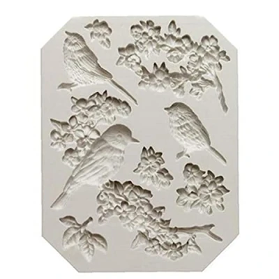 Image of TOSSPER Blossoms and Birds Silicone Mould for Cake Decorating, Crafts, Cupcakes, Sugarcraft, Candies, Card Making Clay
