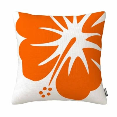 Image of GSRONY Floral Throw Pillow Covers Orange Hibiscus Cushion Case Home Decor Pillowcase 18x18 Inches