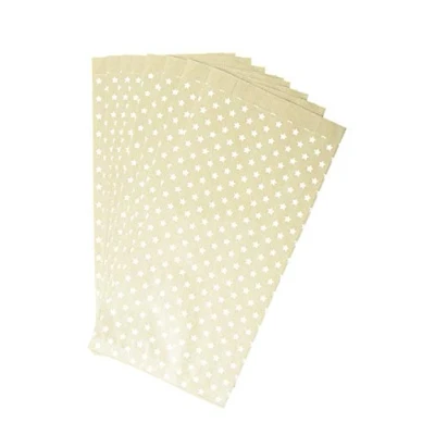 Image of Clairefontaine Ref 394107C Kraft Pocket Bags (Pack of 50 Bags) 15 x 32 6cm Sized, 5cm Expandable Size Suitable for Gifts &amp; Shopping White Stars