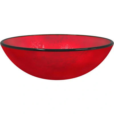 Image of vidaXL Basin Tempered Glass 42x14 cm Red