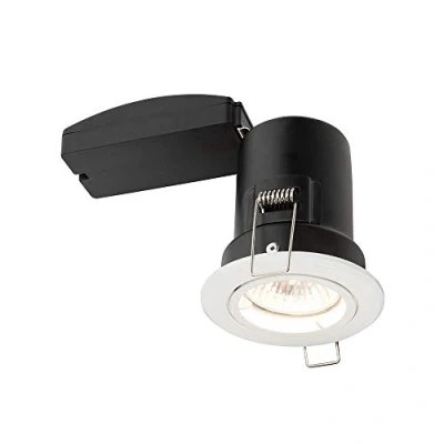 Image of Saxby 50673 50W shieldPLUS MV IP20 Recessed Fixed Fire Rated Downlight GU10 Ceiling Spotlight Satin Nickel