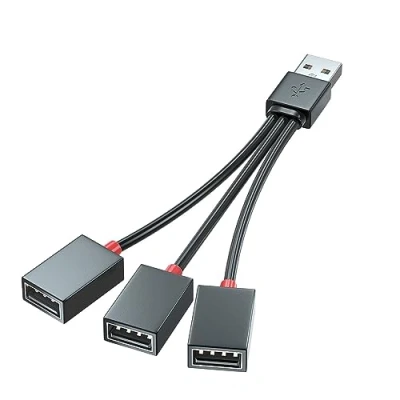 Image of XAGMODSHN USB Male to 3 Female Splitter Hub Power Cord Extension Adapter Cable