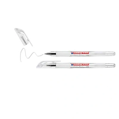 Image of edding 2185 gel roller white pack of 2 0.7 mm pen for writing, drawing, colouring mandalas, bullet journals pen, colour