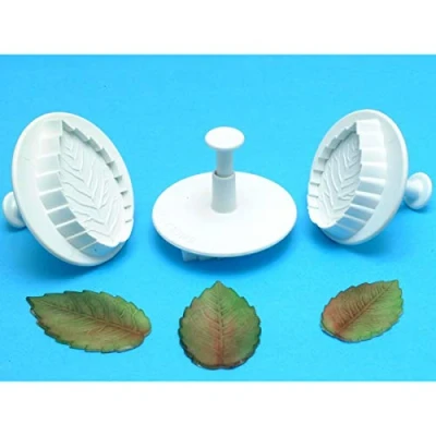 Image of PME RL530 Plunger Cutters 3 kg Veined Rose Leaf, White, Set of