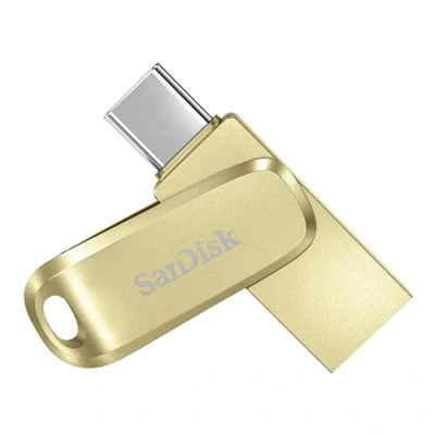 Image of SanDisk 512GB Ultra Dual Drive Luxe Flash Drive, smartphone storage, USB C memory stick up to 400 MB/s, reversible Type and A connectors, for tablets, Macs, computers, Gold