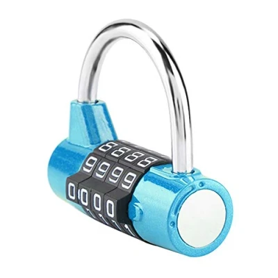 Image of 4 Digit Combination Padlock, Dial Code Outdoor Password Padlock for Travel/Suitcase/Gym Locker, Security Lock (Blue)