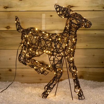 Image of 68cm Light up Brown Christmas Running Doe with 120 White &amp; Warm LEDs
