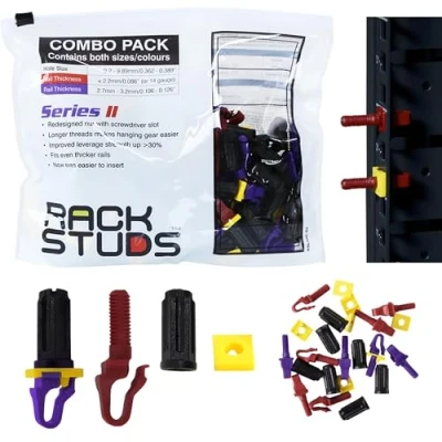 Image of Rackstuds 40C Series II Rack Screws for Server Rails 19&quot; Square Punched Vertical Rails, Perfect Cage Nut Replacement, Nuts, Studs Mount 80 Studs; 40 of Each Size/Color