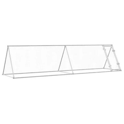 Image of vidaXL Galvanised Steel Chicken Cage Silver Enclosure for Poultry/Hens/Ducks 400x105x91cm with UV resistant Roof and Lockable Door