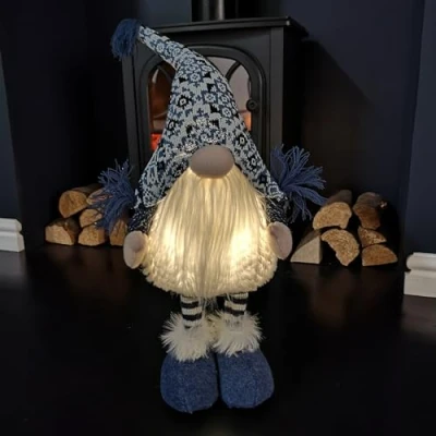 Image of Samuel ALEXANDER 60cm Battery Operated Light up Christmas Gonk with Telescopic Legs in Blue
