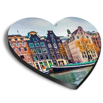 Image of 1 x Heart MDF Magnets Amsterdam Netherlands Houses 3036