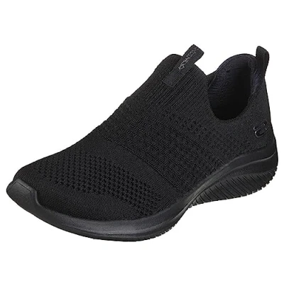 Image of Skechers Women&#039;s Hands Free Ultra Flex 3.0 Brilliant Path Sneaker, Black and White, 4.5 UK