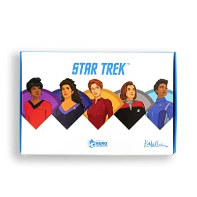 Image of Star Trek Women of Pin Badge Box Set (Uhura, Troi, Kira, Janeway, Burnham) Badges Collection by Eaglemoss Collections