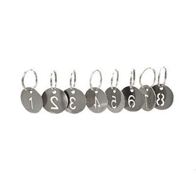 Image of NanTun 304 Stainless Steel Key Tags with Ring 100 pcs, 25mm Hollowed Number ID Chain, Numbered Rings 1 to