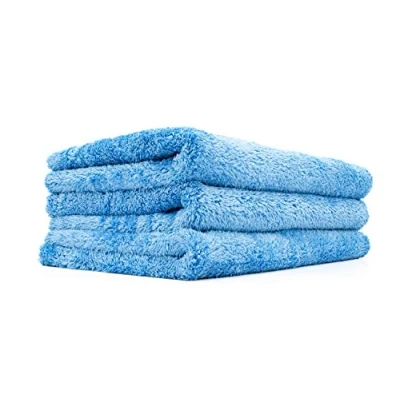 Image of The Rag Company Eagle Edgeless 500 Professional Korean 70/30 Blend Super Plush Microfiber Detailing Towels, 500GSM, 16in x 24in, Blue (3 Pack)