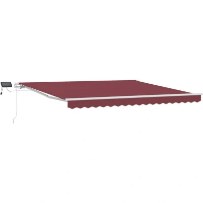 Image of vidaXL Manual Retractable Awning with LED Burgundy 400x300 cm