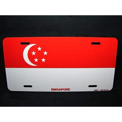 Image of Biopracess singapore flag metal novelty license plate for cars 6x12 inches