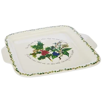 Image of Portmeirion The Holly &amp; Ivy Square Handled Cake Plate