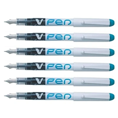 Image of Pilot V Pen Disposable Fountain Pens, Turquoise, Set of 6