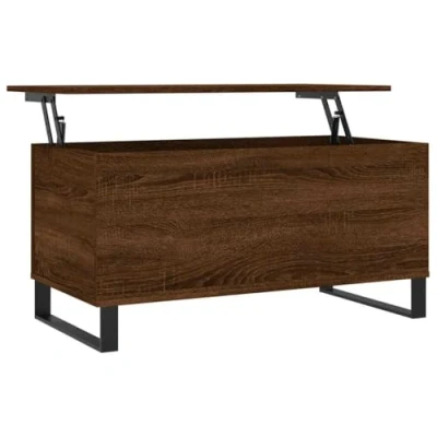 Image of vidaXL Brown Oak Coffee Table with Lift Top Design Multifunctional Living Room Furniture Piece Ample Storage and Stylish Metal Legs
