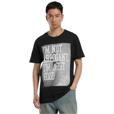 Image of Mister Tee I&#039;M NOT Arrogant JUST GOOD Print Tshirt, Men&#039;s, Size: XL, Black