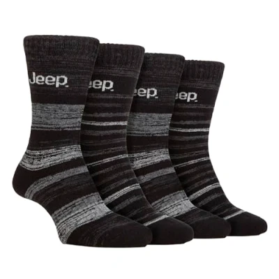 Image of Jeep 4 Pack Mens Thermal Boot Socks for Winter Thick Knitted Technical (6 11, Black/Charcoal)