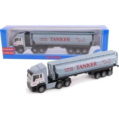 Image of Toyland® 28cm Toy Lorry &amp; Trailer Diecast Model Toys Vehicles Assorted Designs (Tanker Lorry)