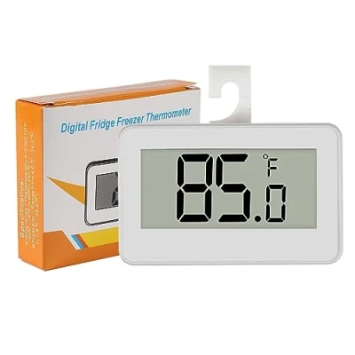 Image of AITRIP 1PCS Digital Refrigerator Thermometer, Waterproof Freezer Room Thermometer LCD Fridge Monitor with Hanging Hook and Retractable Stand for Kitchen Home