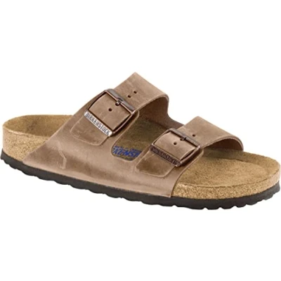 Image of Birkenstock Arizona NU Oiled SFB Regular FIT Mules, Size: 5.5, Brown Leather