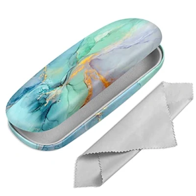 Image of FINTIE Hard Shell Glasses Case for Women Men Fashion Reading Protective Spectacle Cases with Cleaning Cloth